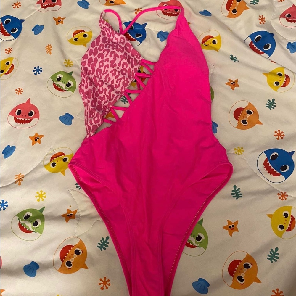 SHEIN pink leopard swimming suit
